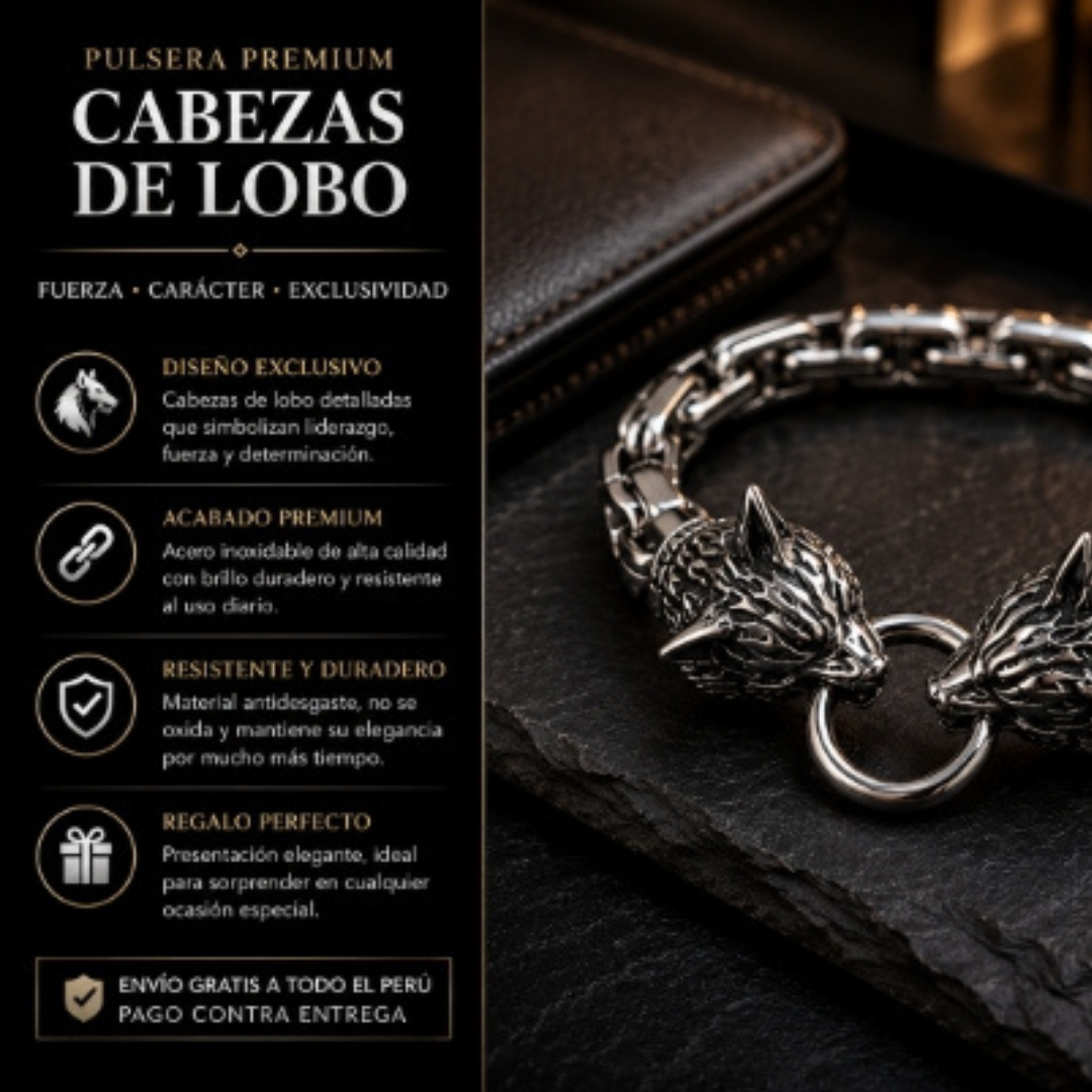 🐺 Pulsera Premium de Lobo